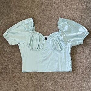 NWOT Blue Puff sleeve Milkmaid top